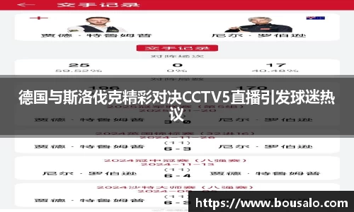 德国与斯洛伐克精彩对决CCTV5直播引发球迷热议