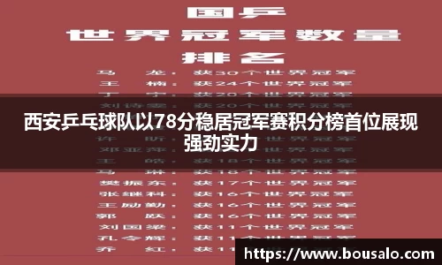 西安乒乓球队以78分稳居冠军赛积分榜首位展现强劲实力